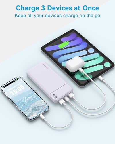 Dual 10,000 m Ah Portable Power Bank Set – Ultra-Slim USB-C Fast Charging Chargers for i Phone, Android, Google Devices – Triple-Port External Battery Pack for Safe, All-Day Use on the Go with Enhanced Compatibility and Lightweight Design