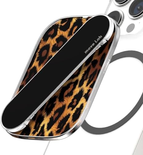 Transform Your Smartphone Handling with the Innovative Motion Grip Magnetic Phone Holder – 360-Degree Adjustable Rotation & Stylish White Leopard Design for Effortless Control and Secure Wireless Charging, Perfectly Compatible with Mag Safe for Enhanced Versatility and Comfort