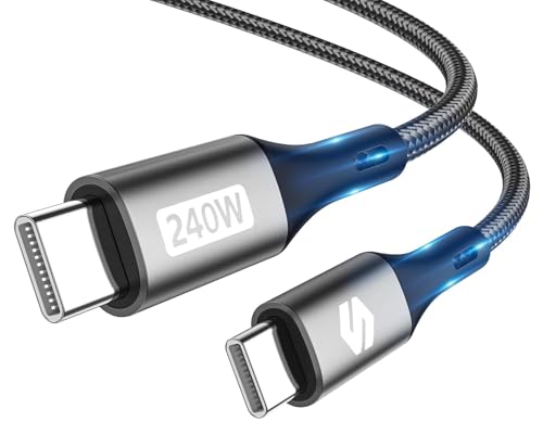 Silkland 240 W USB C to USB C Fast Charging Cable (1.5 FT, 2 Pack) – Ultimate 100 W PD 3.1 Power Delivery for i Phone 16 Series, Mac Book Pro/Air, i Pad Pro/Air/Mini, Samsung, and Pixel Devices – Superior Compatibility and Enhanced Speed for Tech Enthusiasts