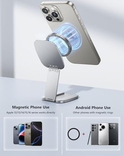 Revolutionary Dual Magnetic Phone Holder for Gym: Ultra-Strong Grip & Foldable Slim Design for i Phone and Samsung – Must-Have Portable Cell Phone Mount for Active Lifestyles, Ideal for Fitness, Office, and Travel – Enhanced Universal Compatibility & Hands-Free Convenience