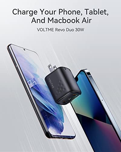 VOLTME 30 W Dual-Port USB C Fast Charger – Compact Wall Charger with Foldable Plug for Efficient Charging of Mac Book Air, i Phone 14 Pro/14 Pro Max, Galaxy, Pixel, i Pad Mini & More – Universal Compatibility & Enhanced Speed for On-the-Go Convenience