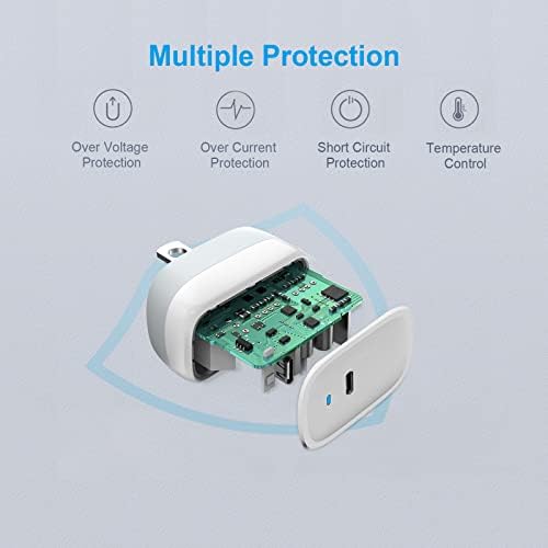 Power Lot Ga N 20 W MFi Certified USB-C Wall Charger with 4 ft Lightning Cable – Fast Charging Adapter for i Phone 15/14/13/12, i Pad Pro, Air Pods, and i Watch SE/7/8 – Foldable Design for Ultimate Portability and PD 3.0 Technology for Enhanced Speed
