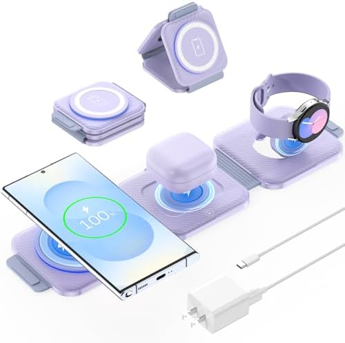 Compact 3-in-1 Foldable Wireless Charging Hub for Samsung Devices – Ultimate Travel Solution for Galaxy S25 Ultra, S24, Z Flip 6/5, Watch 7, and Buds Pro3 – Safe, Sleek, and Efficient Docking Station for All Your Charging Needs – Ideal for Home, Office, and On-the-Go Power Management – Space-Saving Design with Advanced Safety Features – Includes USB Type-C Cable and 18 W Power Adapter – Elevate Your Charging Experience with This Versatile, Multi-Device Station
