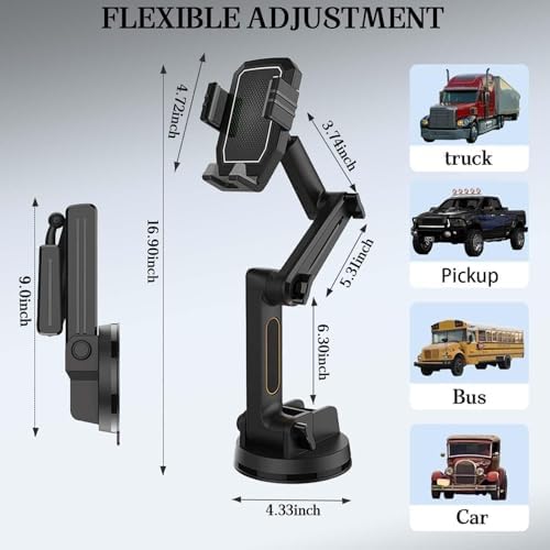 Heavy-Duty 360-Degree Rotation Car Phone Holder – Versatile Dashboard, Windshield & Air Vent Mount for Enhanced Smartphone Accessibility in Trucks and Cars – Secure, Durable, and Easy Installation for Safe Navigation