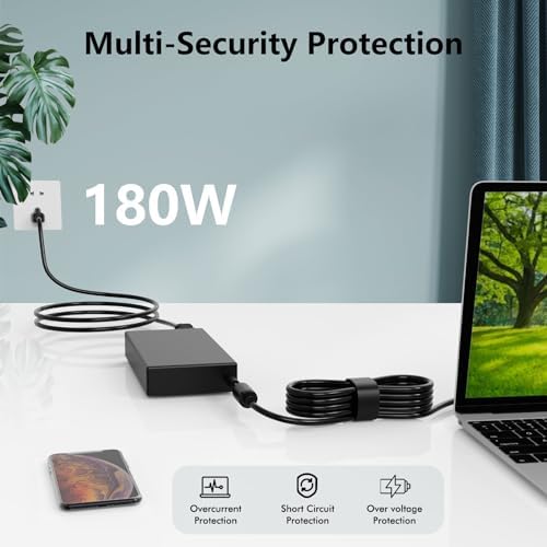 180 W High-Efficiency AC Power Adapter for MSI Gaming Laptops – Versatile Compatibility with GF63, GF65, GS66, and More – Rapid Charging with Comprehensive Safety Features – Robust Design with Overcharge and Short Circuit Protection for Gamers and Creators – Ideal Solution for High-Performance Computing and Content Creation Needs – Input Voltage Range of 110-240 V, Ensuring Global Usability – Durable Construction Prevents Wear and Tear, Perfect for Intensive Use – UL & FCC Certified for Enhanced Safety Standards – Includes AC Adapter and UL Power Cord for Immediate Use – Maximize Your Gaming and Creative Experience with Reliable Power Supply