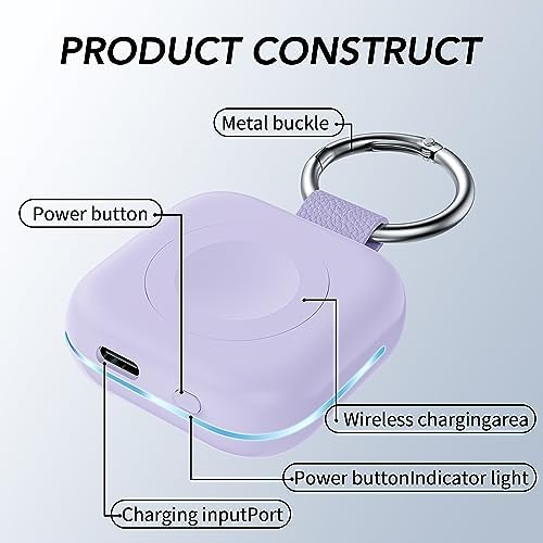 HUOTO Compact Magnetic Wireless Charger for Apple Watch – 1200 m Ah Portable Power Bank Keychain, Compatible with Series 10/9/8/Ultra 2/Ultra/7/6/5/4/3/2/SE, Ideal Travel Accessory for Effortless Charging On-the-Go