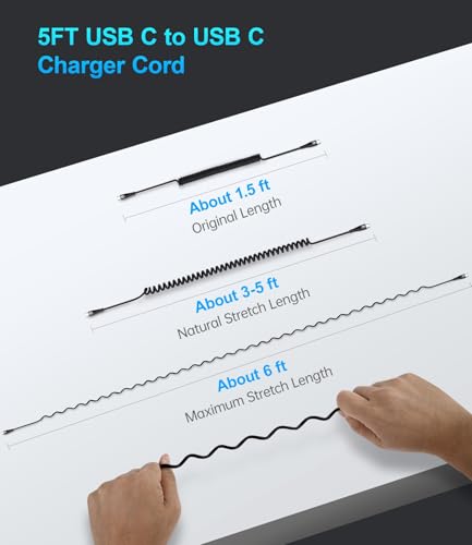 USB C to C 100W 3ft, 2Pack Coiled USB C Charger Cable for Car, Short Type C USBC Fast Charging Cable for iPhone 16/15/Pro/Plus/Pro Max/Samsung Galaxy S23, Compatible All Type C Devices – Enhanced Compatibility and Speed