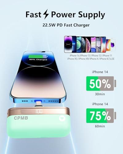 Compact 5,000 m Ah Portable Charger with 22.5 W Fast Charging – Sleek Power Bank with Digital Display for i Phone 16/15, Samsung, LG, Google & More – Ultimate Compatibility for On-the-Go Power Solutions