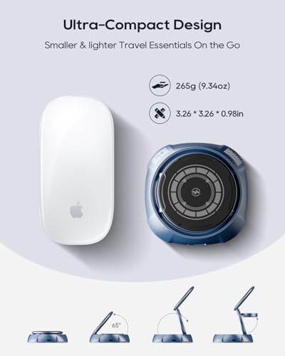 Kuulaa 3-in-1 Portable Wireless Charging Station – Magnetic Fast Charger for i Phone 15/14/13/12 & Air Pods 3/2/Pro – Foldable Design in Stylish Blue for Enhanced Device Organization and Rapid Power-Up Solutions