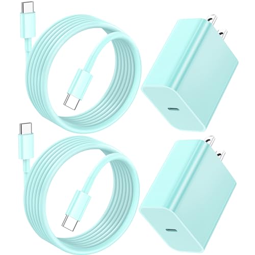 20 W High-Speed Charging Duo: Dual USB-C Charger Blocks with 6 FT Durable Cable for i Phone 16/15 Pro Max, i Pad Pro, Samsung S23 & Android Devices – Stylish Blue Power Solution with Enhanced Safety Features