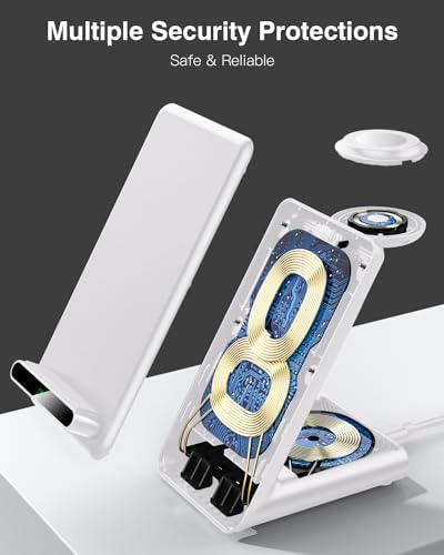 Ultimate 3-in-1 Wireless Charging Station for Apple Devices: Fast Charger Compatible with Apple Watch Ultra (Models 10-3), i Phone 16-11, and Air Pods Pro – Sleek Design with Enhanced Safety Features for Home and Office Use