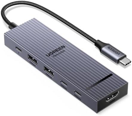 UGREEN Revodok Pro 6-in-1 USB-C Hub – Lightning-Fast 10 Gbps Data Transfer & 4 K HDMI Adapter for Mac Book Pro, i Pad Pro, Think Pad, and More – Ultimate Power Delivery and Versatile Connectivity for Professionals on the Go