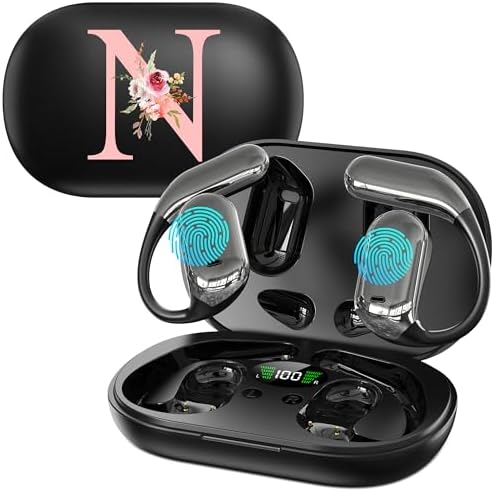 Floral Initial Personalized Wireless Earbuds with Advanced AI Language Translation – Premium Noise Cancelling Bluetooth Headphones for Stylish Communication – Ideal Mother’s Day Gift for Tech Enthusiasts and Culture Lovers