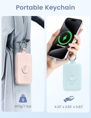 Experience Uninterrupted Power with RORRY 10000 m Ah Portable Charger: PD 20 W Fast Charge Power Bank with Integrated Cables for i Phone 16/15/14/13/12/11 & Apple Watch Ultra/10/9/8/7/6/5/4/3 – Sleek Pink Design for Travelers and Professionals – Hassle-Free Charging on the Go