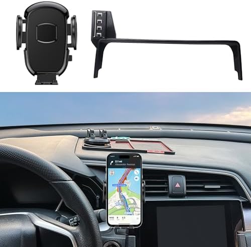 Honda Civic 2016-2024 7-Inch Screen Smartphone Holder Mount – Adjustable Cradle for i Phone & Android with Thick Case Compatibility, Effortless Installation for Safe Driving and Enhanced Connectivity