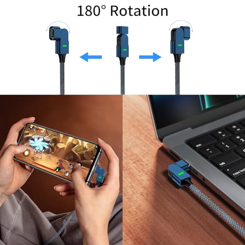 Revolutionize Your Charging with the 100 W USB C Magnetic Charger Cable – 180° Rotating Design for Hassle-Free Power & Data Transfer (2 Pack: 4 ft & 6.6 ft) – Compatible with i Phone 16/15/14/13, i Pad, Mac Book Pro, Galaxy S22 – Fast Charging & 480 Mbps Data Transfer for Enhanced Device Performance – Durable & Tangle-Free Solution