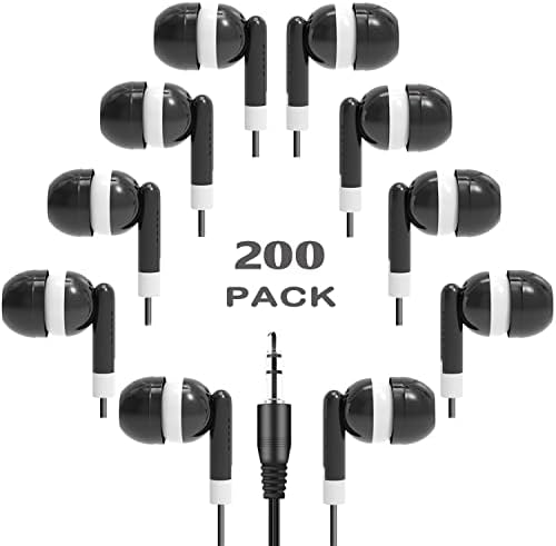 Bulk 100 Pack Classroom Earbuds – Lightweight and Durable Headphones for Enhanced Student Focus, Tangle-Free Design Perfect for Interactive Learning, Compatible with Tablets and Laptops, Ideal Audio Solution for Group Activities and Educational Presentations