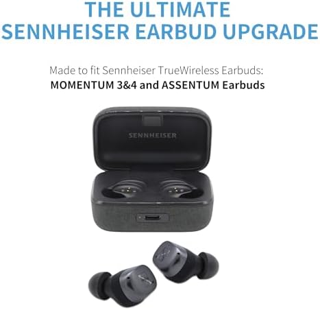 Transform Your Audio Experience with Comply True Grip Premium Memory Foam Earbud Tips for Sennheiser Momentum 3 & 4 | Ultimate Comfort & Noise Isolation | Large Black (3 Pairs) with Essential Cleaning Tool | Perfect Fit for Music Lovers