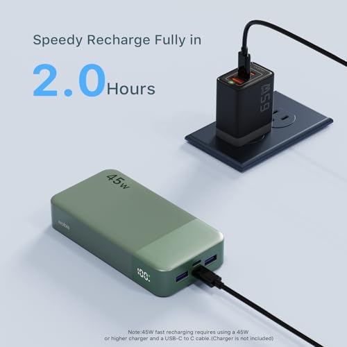 NOBIS 20000 m Ah Ultra-Fast Portable Power Bank with Smart Digital LED Display – 45 W Quick Charge Battery Pack Featuring Dual USB-A & Type-C Ports for Simultaneous Charging of Up to 4 Devices – Perfect for Travel, Outdoor Adventures, and Emergency Situations (Vibrant Orange)