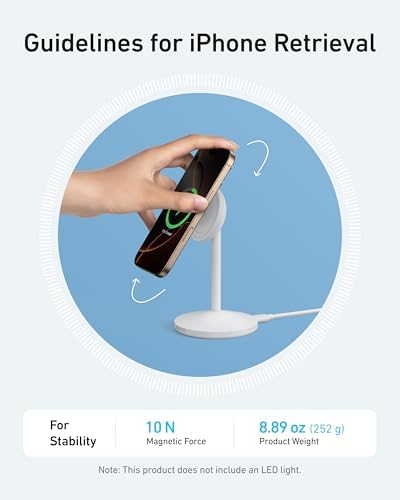 Anker Mag Go i Phone 16 Mag Safe Charger Stand – 15 W Fast Magnetic Wireless Charging Station with Qi2 Certification, 360° Device Compatibility & Sleek Design for i Phone 16/15/14/13/12 Series & Air Pods (Includes 25 W Adapter) – Elevate Your Charging Experience Today!