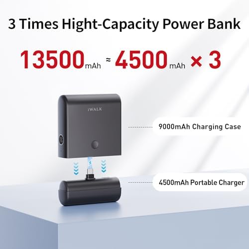 i WALK 13500 m Ah USB-C Portable Charger – Ultra-Fast Charging Power Bank for i Phone 16/15/16 Plus/16 Pro Max, i Pad & More – Lightweight Battery Pack in Stylish Pink for On-the-Go Convenience and Enhanced Device Compatibility