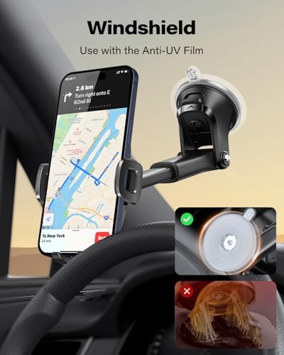 Ultimate APPS2 Universal Car Suction Cup Phone Mount – Secure Dashboard Holder for i Phone & Samsung – 360° Rotation, Sticky Gel Pad for Enhanced Stability – Effortless Installation & Hands-Free Navigation – Ideal for All Smartphone Models
