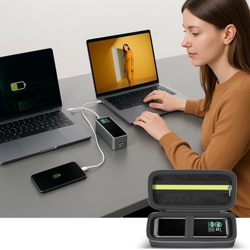 Anker Power Bank Carrying Case – Tailored Storage Solution for 27,650 m Ah Prime & 24,000 m Ah 737 Models – 3-Port Fast Charging Organizer with Protective Sections – Lightweight Travel Companion for Laptop Users & Ideal Gift Option – Premium Durability and Smart Organization for Your Power Bank Accessories