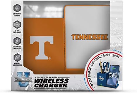 NCAA Unisex Fast Wireless Charging Stand & Desk Organizer – Stylish Multi-Device Charger for Sports Enthusiasts, Efficient Workspace Solution with Built-in Accessory Compartments