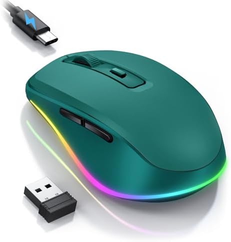 PEIOUS Rechargeable Wireless Mouse with LED – Innovative Jiggler Technology to Keep Your Computer Awake – Sleek Black Design for Optimal Comfort and Productivity