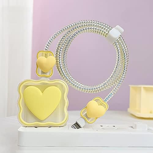 Charming Kawaii Waves DIY Cable Protector for i Phone Chargers – 3 D Love Heart Design, Durable Data Cable Saver for i Phone 11, 12, 13, 14, Pro Max, XS, XR, X, 7, 8 Plus – Lightweight & Easy to Install for Enhanced Charging Experience – Perfect i Phone Charger Accessory to Prevent Fraying and Damage