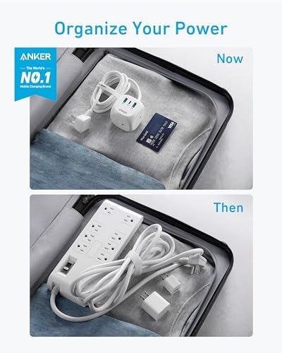 Anker 321 Power Strip: 20 W USB-C Fast Charger, 3 AC Outlets, 5 ft Extension Cord for i Phone 15 Series – Ideal Power Solution for Dorm Rooms & Home Offices with Enhanced Surge Protection and Efficient Power Delivery