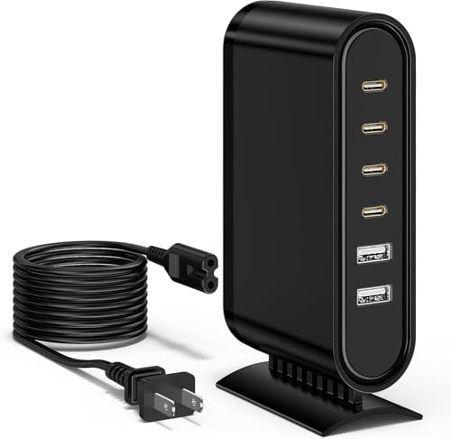 High-Power 80 W 6-Port USB Charging Hub – Rapid Multi-Device Power Station for i Phone 16/15/14 Pro/Mini, i Pad Pro & Samsung – Compact, High-Efficiency Charger for Families & Shared Spaces