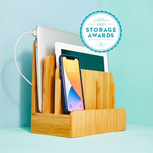 Eco-Friendly Bamboo Multi-Device Charging Station & Organizer – Streamline Your Workspace with Fast Charging for Laptops, Tablets, and Smartphones – Elegant Design in Various Finishes for a Clutter-Free Environment