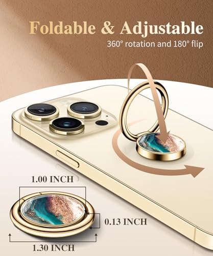 GVIEWIN Stylish Marble Phone Ring Holder with 360° Rotation for Ultimate Grip and Kickstand Functionality – Compatible with i Phone 16 Pro Max, 15 Plus, 14, 13, 12 Series & Galaxy S25/S24 Ultra – Elegant Flowing Sakura Design for Enhanced Safety and Usability