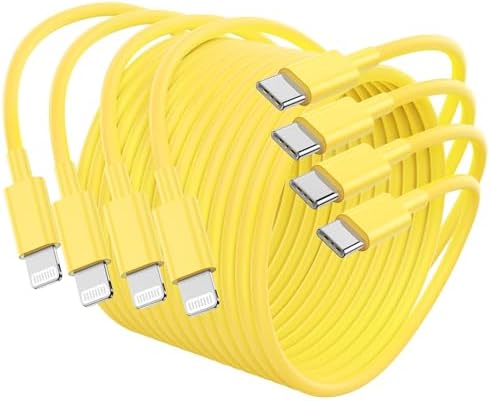 Premium 4 Pack USB C to Lightning Charging Cables – 6 FT Fast Charging Cord for i Phone 14 & Earlier Models – Durable, High-Performance Replacement for Apple Charger – Enhanced Compatibility for Quick Charge Needs – Perfect for Home, Office, and Travel Use