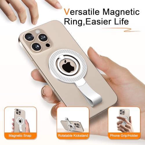 Mag Safe Universal Phone Grip & Kickstand for i Phone 12-16 Pro Max – Versatile Double-Sided Magnetic Holder for Secure Handling & Hands-Free Viewing in Gym, Kitchen & Beyond – Sleek Black Silicone Design for Stylish Convenience and Optimal Performance
