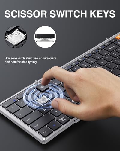 Portable Full-Size Proto Arc Bluetooth Keyboard XK01 – Foldable Wireless Keyboard with Numeric Keypad for i Pad, Tablets, Smartphones, and Laptops – Rechargeable Multi-Device Solution for Windows, i OS & Android – Ultimate Travel Companion for On-the-Go Professionals