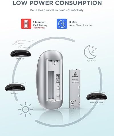 Sleek Purple Wireless Bluetooth Mouse – Effortless Dual Connectivity, 1600 DPI Precision, Whisper-Quiet Clicks, Long Battery Life for Enhanced Productivity and Versatile Device Compatibility