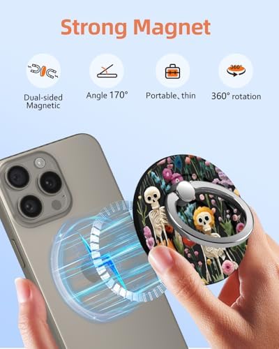 Tycamp Vintage Floral Magnetic Phone Grip – Chic Mag Safe-Compatible Ring Holder for i Phone 16/15/14/13/12 Series – Adorable & Practical Phone Stand for Women and Girls – Superior Grip for Safe Handling & Effortless Selfie Capture