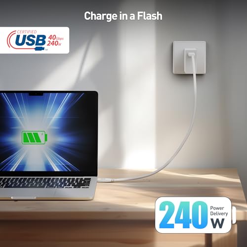 Unleash High-Speed Performance with Cable Matters 40 Gbps USB 4 Cable – Exceptional 8 K@60 Hz & 4 K@240 Hz Video Support, 240 W Fast Charging, Compact 3.3 ft Length, USB-IF Certified for Ultimate Thunderbolt 4 Compatibility and Seamless Data Transfer