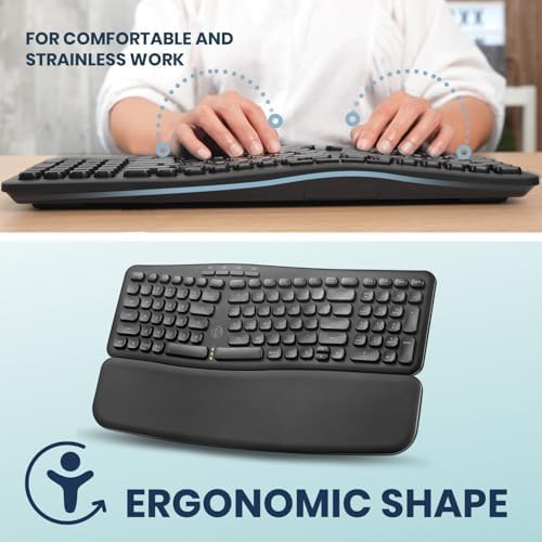 Revolutionize Your Typing with the Perixx PERIBOARD-636 B US Wireless Ergonomic Compact USB Keyboard – Silent Typing, Detachable Wrist Rest & Built-In Number Pad for Ultimate Comfort and Efficiency – Perfect for Home and Office Use