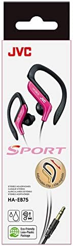JVC HAEB75 P Sports Clip Headphones in Pink – Premium Wired Earbuds for Active Lifestyles with Enhanced Sound Quality and Secure Fit, Ideal for Running, Gym, and Outdoor Activities