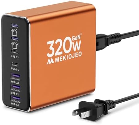 Elevate Your Charging Game with the 65 W Ga N 7-Port Aluminum USB-C Power Hub – High-Speed Multi-Device Charger for Mac Book Pro, i Pad Pro, and i Phone – Lightweight, Travel-Friendly Design with Advanced Safety Features for Efficient Power Delivery