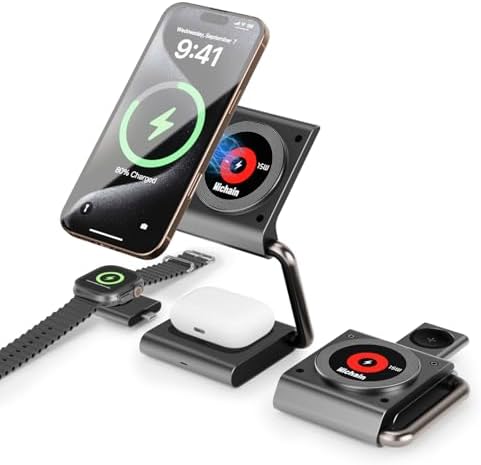 Ultimate 3-in-1 Magnetic Wireless Charging Station for i Phone, Apple Watch & Air Pods – 15 W Fast Charger with Enhanced Compatibility, Portable Design, and Multi-Protection Features for Home, Office, or Travel – Ideal Gift for Tech Enthusiasts and Gadget Lovers
