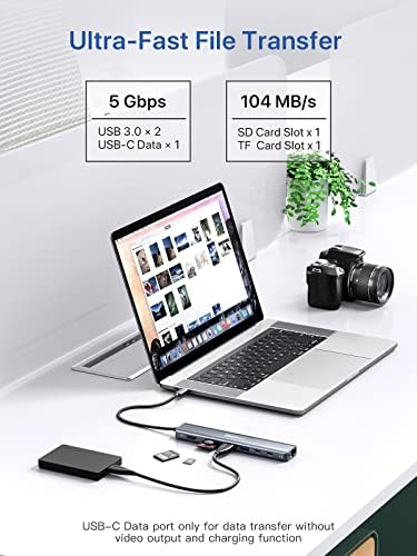 Transform Your Workspace with the dockteck 7-in-1 USB C Hub: Ultimate 4 K HDMI Adapter, Fast Ethernet, and 100 W Power Delivery for Mac Book, i Pad Pro, and XPS – High-Speed Connectivity and Dual SD/TF Card Slots for Enhanced Productivity and Seamless Data Transfer