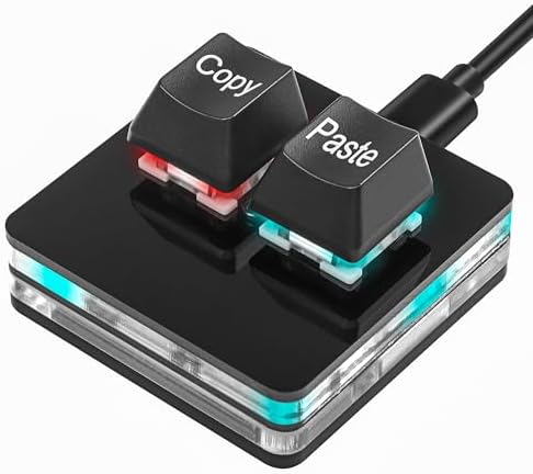 Sin Loon USB Mini 2-Key Mechanical Gaming Keypad – Hot-Swappable One-Handed Keyboard for Efficient Copy-Paste & Rhythm Gaming – Ergonomic Design with RGB Backlighting for Enhanced Productivity and Performance