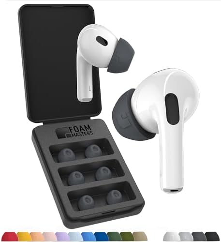 Transform Your Air Pods Pro with Foam Masters Ultra-Premium Memory Foam Ear Tips | 3 Pairs in Black Magic Ver 6.0 | Unmatched Comfort & Secure Fit | Advanced Noise Cancellation for Enhanced Audio | Replacement Ear Buds S/M/L for Tailored Listening Experience | Elevate Your Sound Quality and Enjoy All-Day Wearability with Ergonomic Design
