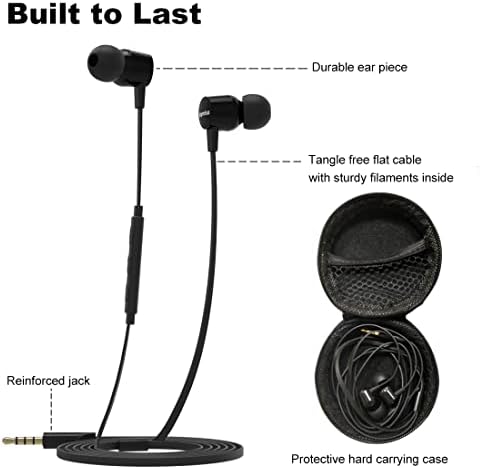 Joymiso Kids and Small Ears Tangle-Free Earbuds – Comfortable Lightweight In-Ear Headphones with Microphone and Volume Control, Perfect for Gaming and Studying, Includes Durable Case for Easy Storage and Enhanced Compatibility with Cell Phones and Laptops