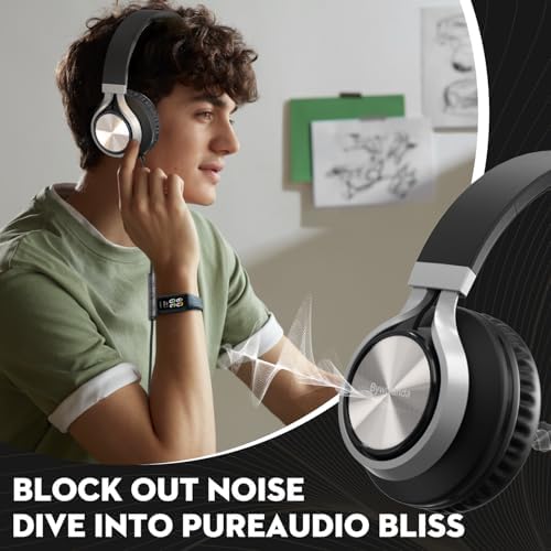 Ultimate USB C Over-Ear Headphones with Enhanced Noise Isolation and Built-In Microphone – Superior Stereo Audio for i Phone 15/16 Pro, Laptops, and Tablets – Perfect Travel Buddy in Striking Blue/Black Finish