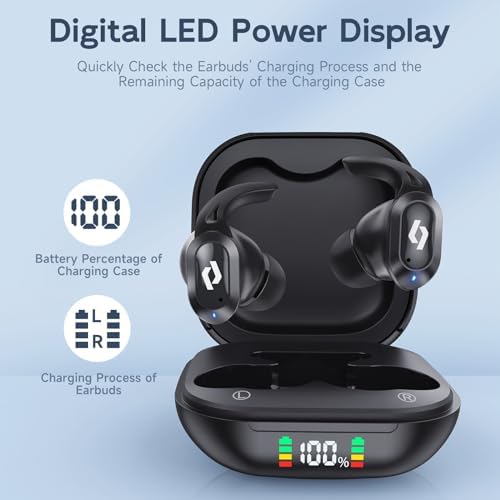 CYBERDOT Elite Wireless Earbuds: High-Performance Bluetooth Headphones with IPX7 Waterproof Technology, 64-Hour Playtime, and Immersive Stereo Sound for Gamers and Athletes – Built-in Mic & Convenient Wireless Charging Case for i Phone & Android Users